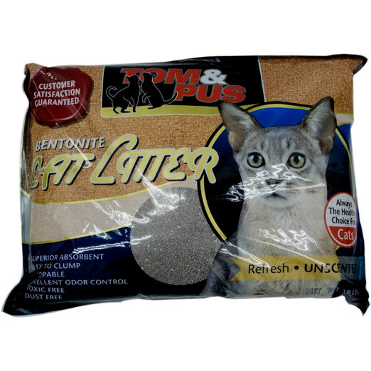 Tom & Pus Bentonite Clumping Clay Cat Litter Unscented 10L - Kohepets