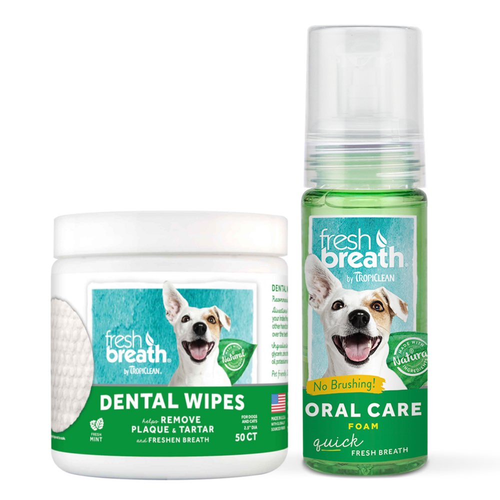 35% OFF: Tropiclean Fresh Breath Dental Wipes & Oral Care Foam Bundle - Kohepets