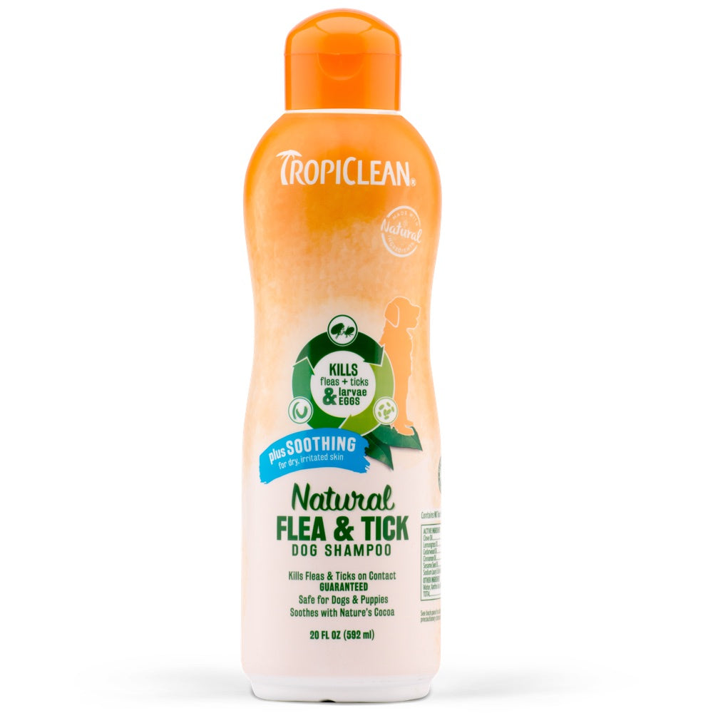 Tropiclean Natural Flea & Tick Plus Soothing Dog Shampoo - Kohepets