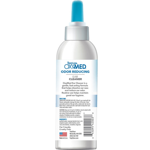 Tropiclean OxyMed Odor Reducing Ear Cleaner for Cats & Dogs 4oz Kohepets