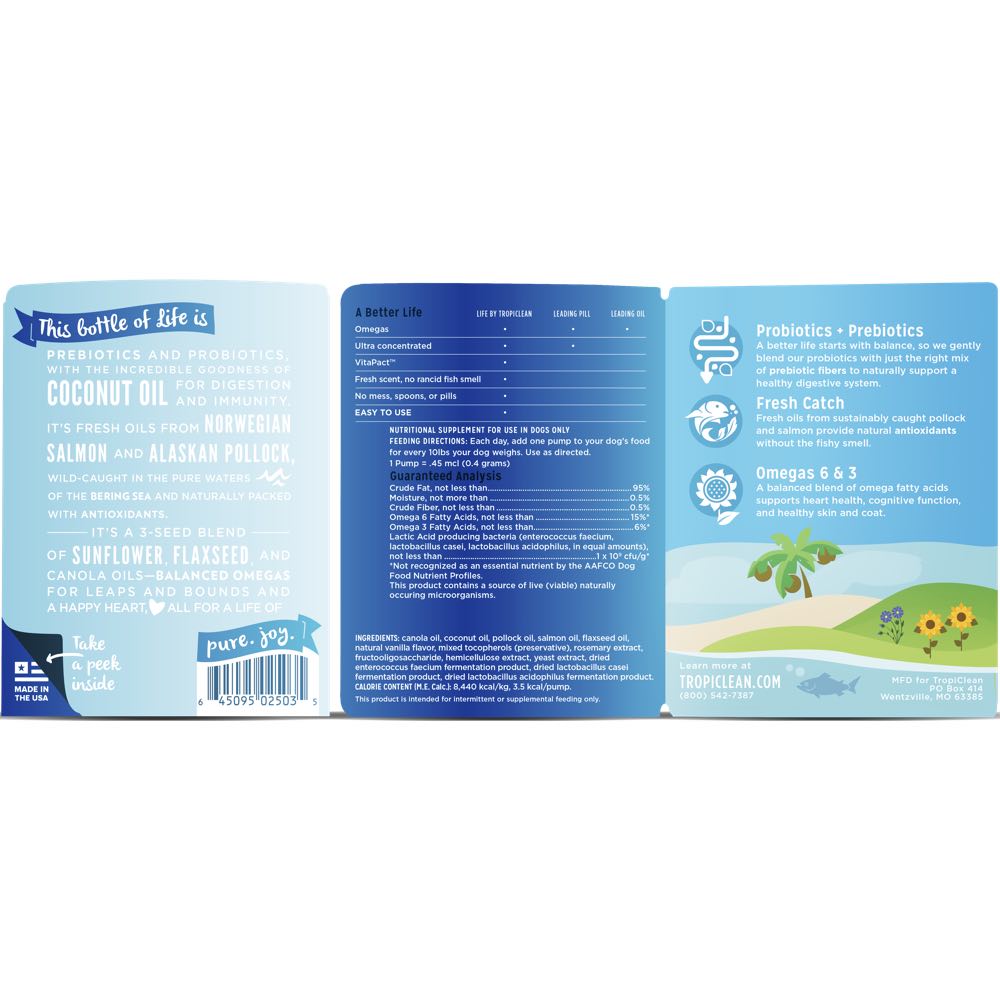 Life by Tropiclean Probiotic Supplement for Dogs 2.5oz - Kohepets