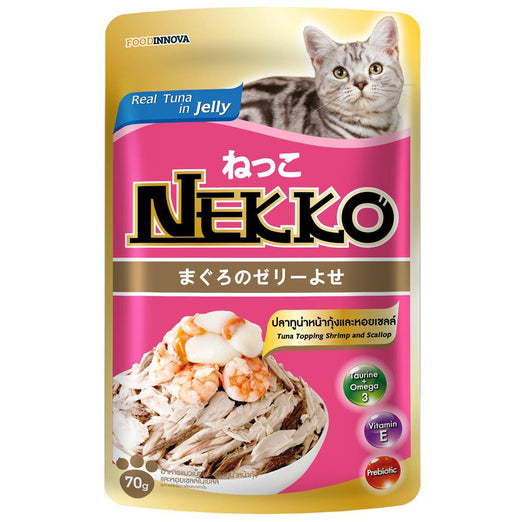20% OFF: Nekko Tuna With Shrimp & Scallop Pouch Cat Food 70g - Kohepets