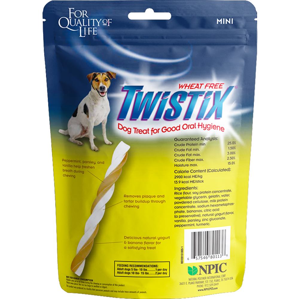 40% OFF: Twistix Yogurt Banana Mini Dental Dog Treats 156g - Kohepets