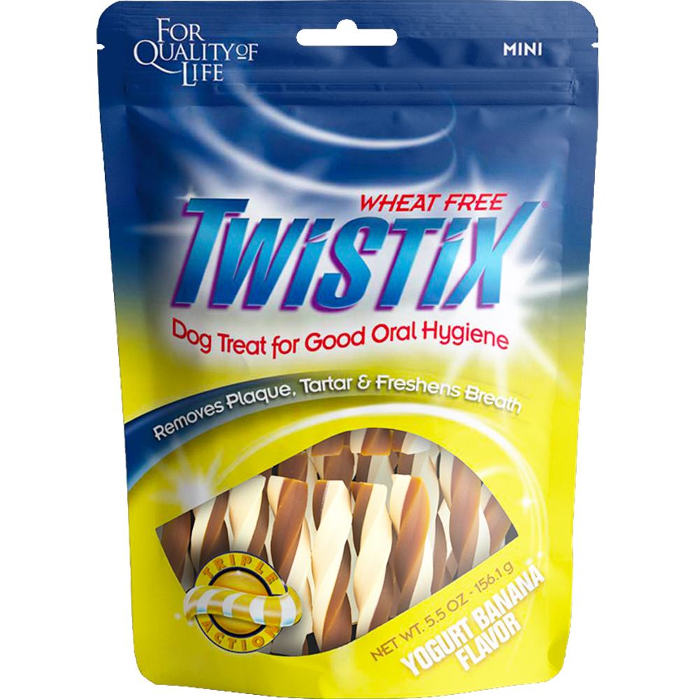 40% OFF: Twistix Yogurt Banana Mini Dental Dog Treats 156g - Kohepets