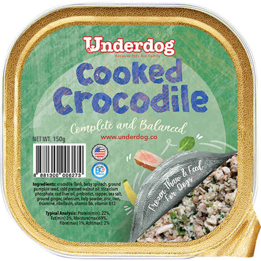 Underdog Cooked Crocodile Complete & Balanced Frozen Dog Food 150g - Kohepets