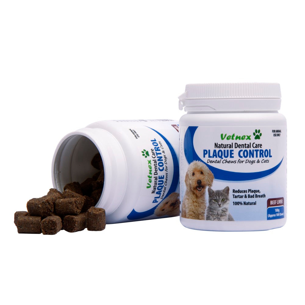 VetNex Plaque Control Beef Liver Dental Chews for Dogs & Cats 100ct - Kohepets
