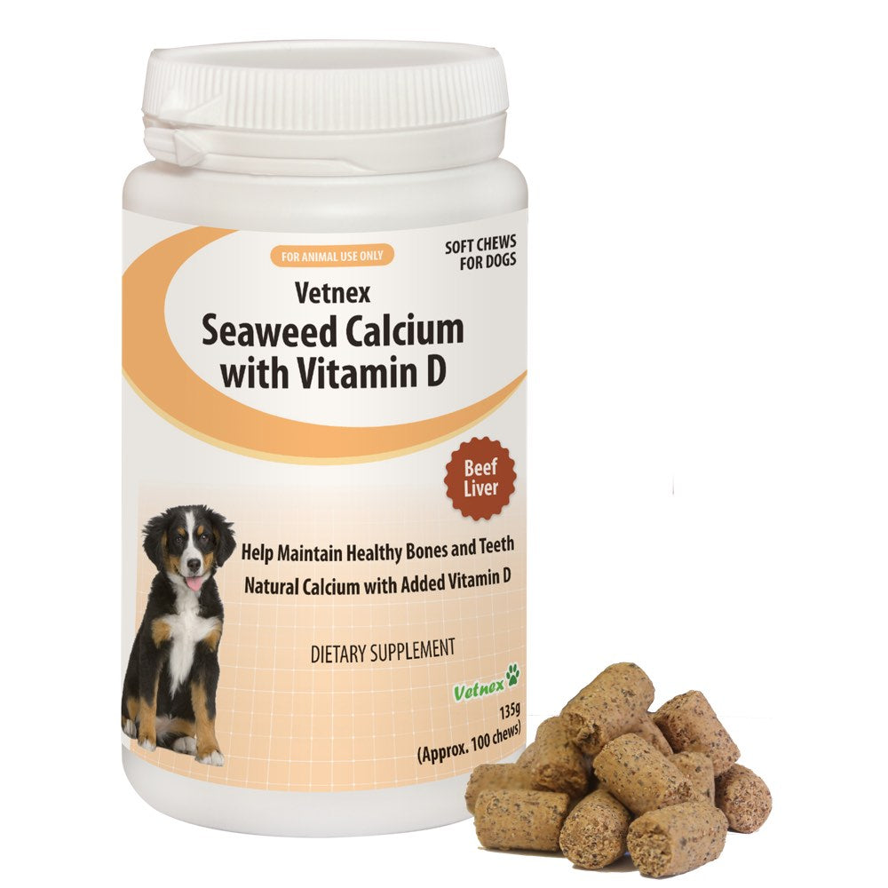 VetNex Seaweed Calcium with Vitamin D Beef Liver Chews Cat Supplement 100ct - Kohepets