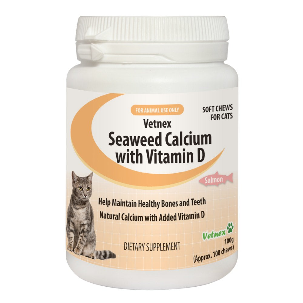 VetNex Seaweed Calcium with Vitamin D Salmon Chews Cat Supplement 100ct - Kohepets