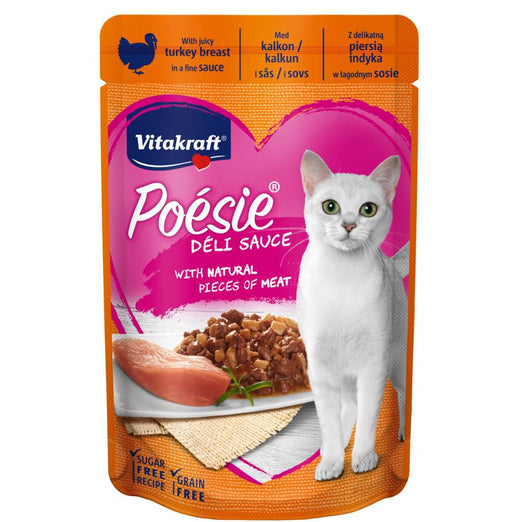 Vitakraft Poesie Deli Sauce Turkey Breast Grain Free Adult Pouch Cat Food 85g - Kohepets