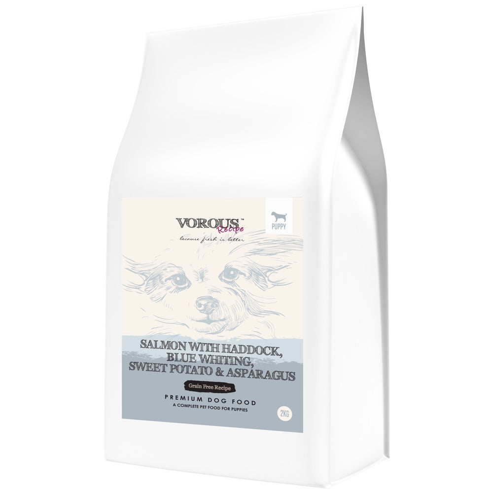 Vorous Salmon With Haddock, Blue Whiting, Sweet Potato & Asparagus Puppy Grain-Free Dry Dog Food - Kohepets
