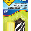 Bags on Board Zebra Print Dispenser With 30 Refill Bags - Kohepets