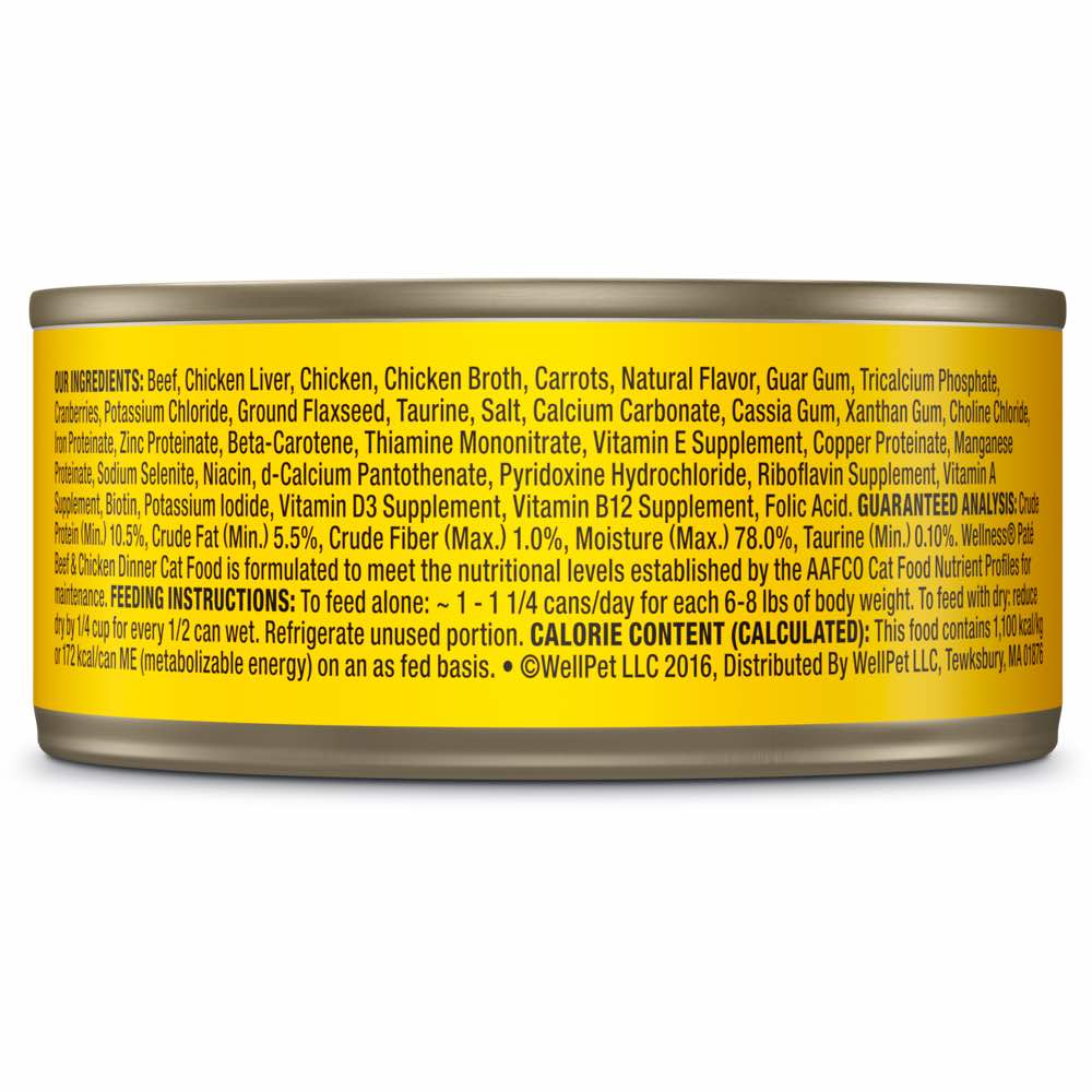 Wellness Complete Health Beef & Chicken Pate Grain-Free Canned Cat Food 5.5oz