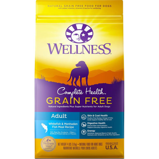 'FREE TREATS w 24lb': Wellness Complete Health Grain Free Adult Whitefish & Menhaden Meal Dry Dog Food - Kohepets