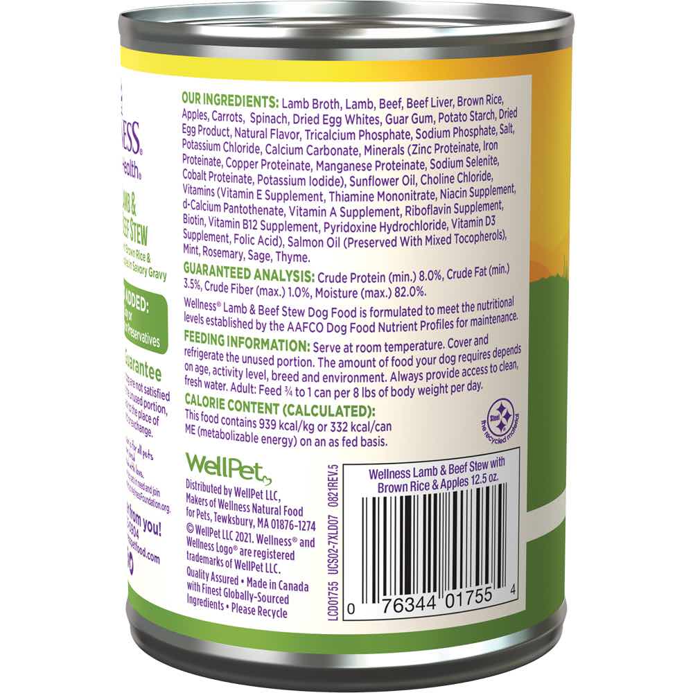 Wellness Complete Health Lamb & Beef Stew With Brown Rice & Apples Canned Dog Food 354g