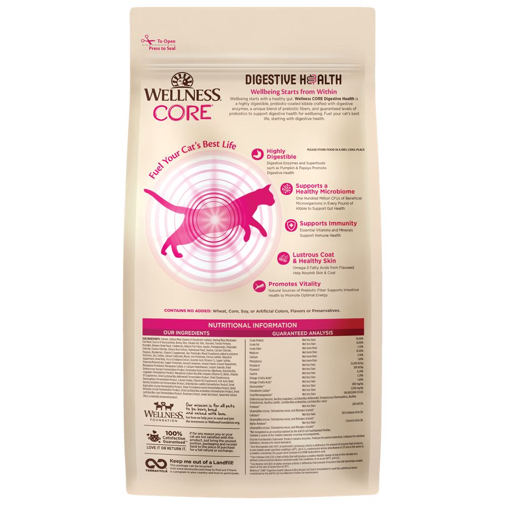 30% OFF: Wellness CORE Digestive Health Salmon & Rice Adult Dry Cat Food - Kohepets