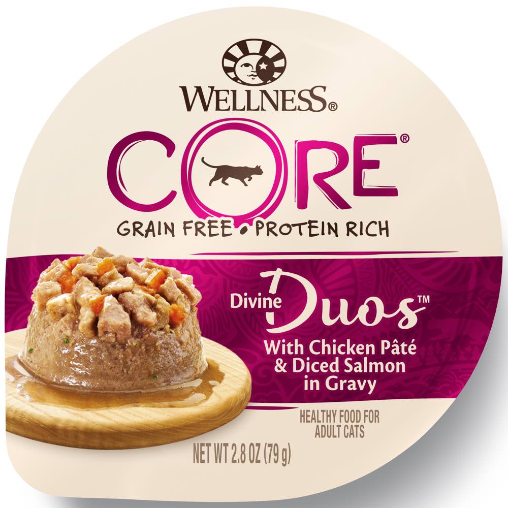 10% OFF: Wellness CORE Divine Duos Chicken Pate & Diced Salmon In Gravy Wet Cat Food 2.8oz - Kohepets