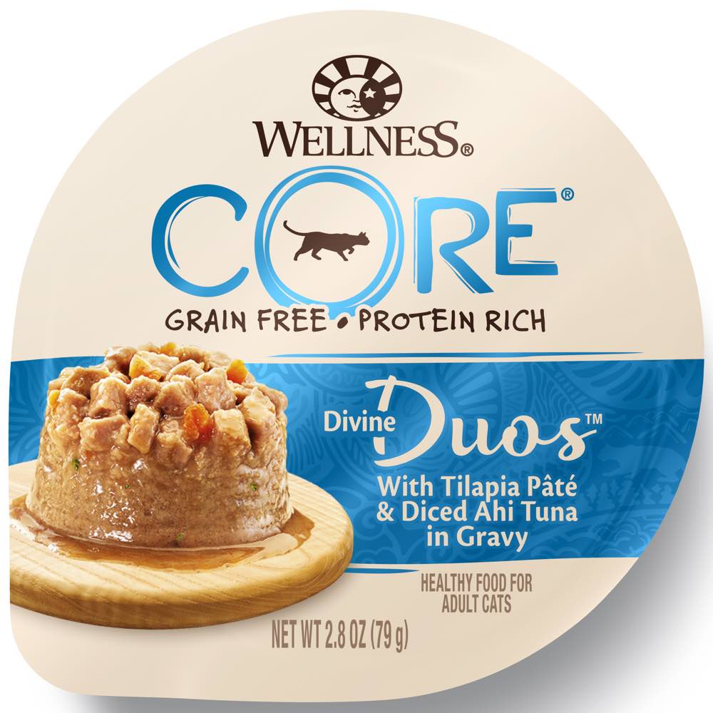Wellness CORE Divine Duos Tilapia Pate & Diced Ahi Tuna In Gravy Wet Cat Food 2.8oz - Kohepets