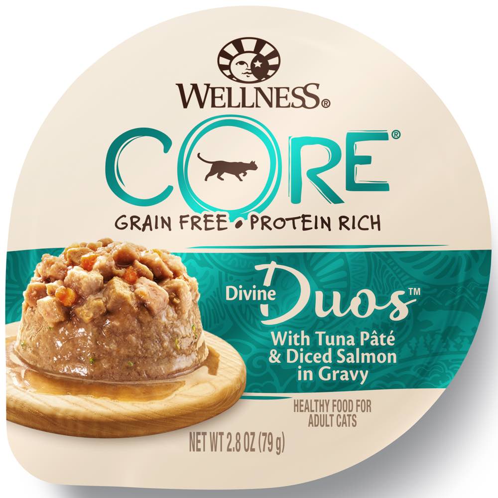 10% OFF: Wellness CORE Divine Duos Tuna Pate & Diced Salmon In Gravy Wet Cat Food 2.8oz - Kohepets