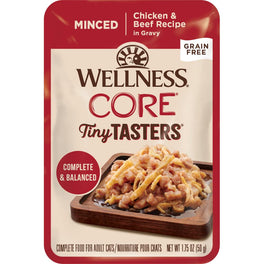 Wellness CORE Tiny Tasters Chicken & Beef Minced Grain-Free Adult Pouch Cat Food 1.75oz