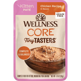 20% OFF: Wellness CORE Tiny Tasters Chicken Pate Grain-Free Kitten Pouch Cat Food 1.75oz