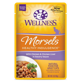 10% OFF: Wellness Healthy Indulgence Morsels Chicken & Chicken Liver In Sauce Pouch Cat Food 3oz - Kohepets