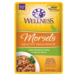 10% OFF: Wellness Healthy Indulgence Morsels Chicken & Turkey In Sauce Pouch Cat Food 3oz - Kohepets