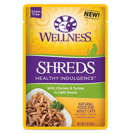 10% OFF: Wellness Healthy Indulgence Shreds Chicken & Turkey In Light Sauce Pouch Cat Food 3oz - Kohepets