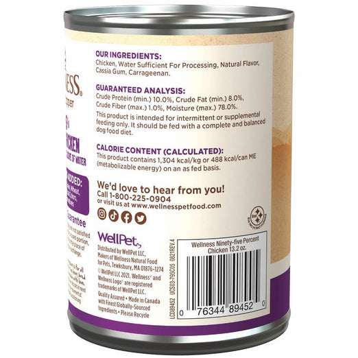 20% OFF: Wellness 95% Chicken Grain-Free Canned Dog Food 374g