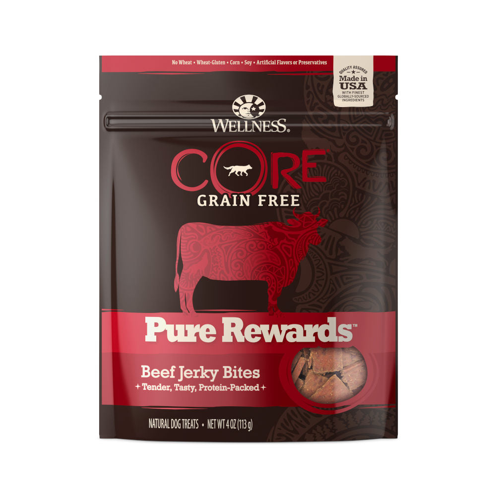 Wellness Core Pure Rewards Beef Jerky Grain Free Dog Treats 4oz - Kohepets