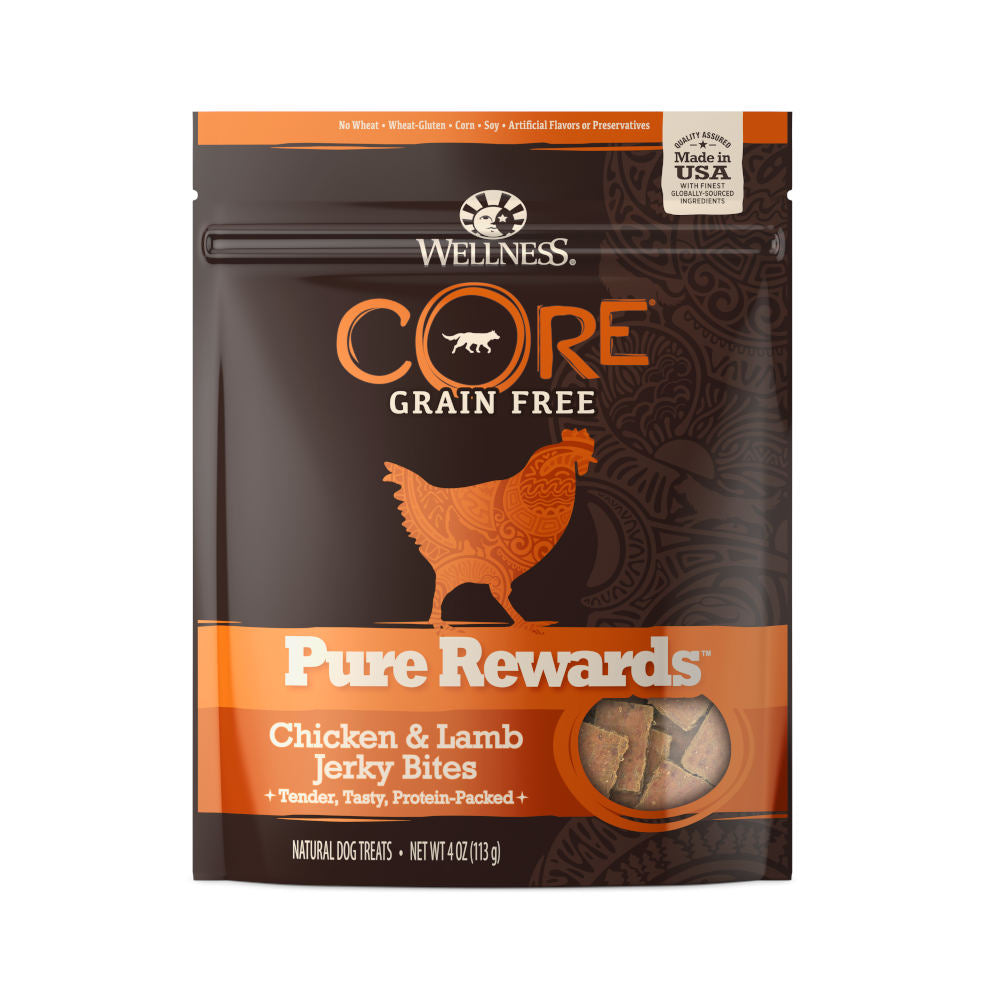 Wellness Core Pure Rewards Chicken & Lamb Jerky Grain Free Dog Treats 4oz - Kohepets