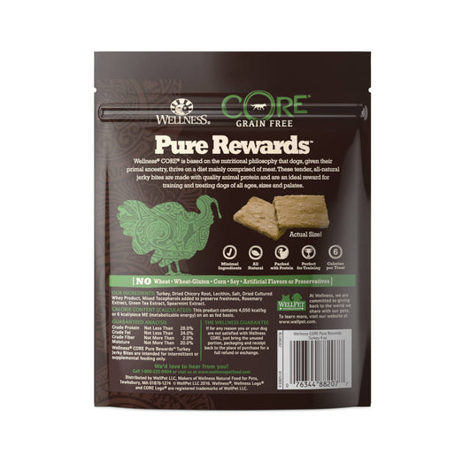 Wellness Core Pure Rewards Turkey Jerky Grain Free Dog Treats 4oz - Kohepets