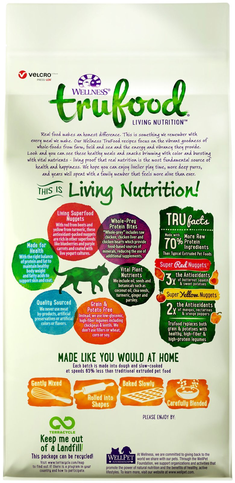 Wellness TruFood Baked Blends Grain-Free Chicken, Chicken Liver & Lentils Adult Recipe Dry Cat Food 2lb - Kohepets