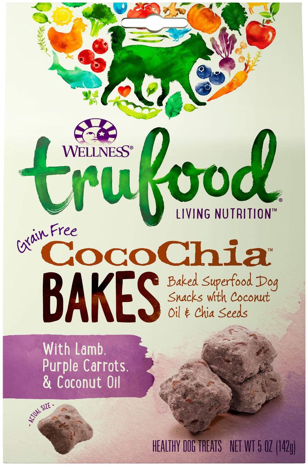Wellness TruFood CocoChia Bakes with Lamb, Purple Carrot & Coconut Oil Grain-Free Dog Treats 5oz - Kohepets