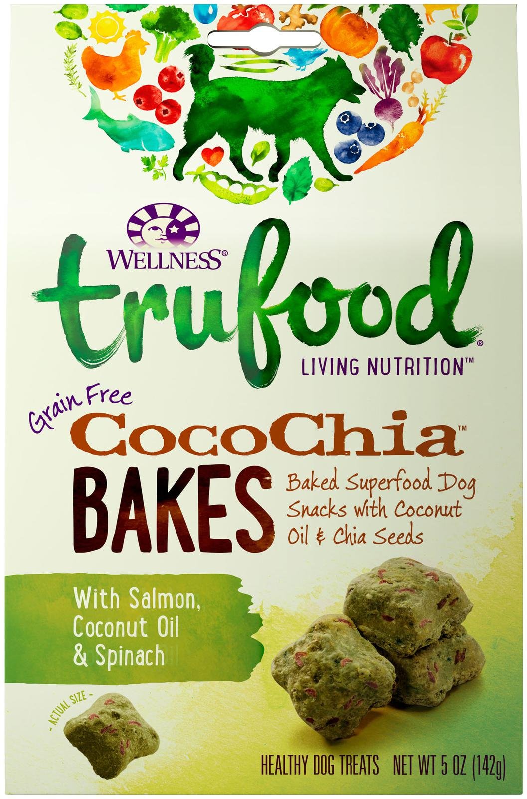 Wellness TruFood CocoChia Bakes with Salmon, Coconut Oil and Spinach Grain-Free Dog Treats 5oz - Kohepets