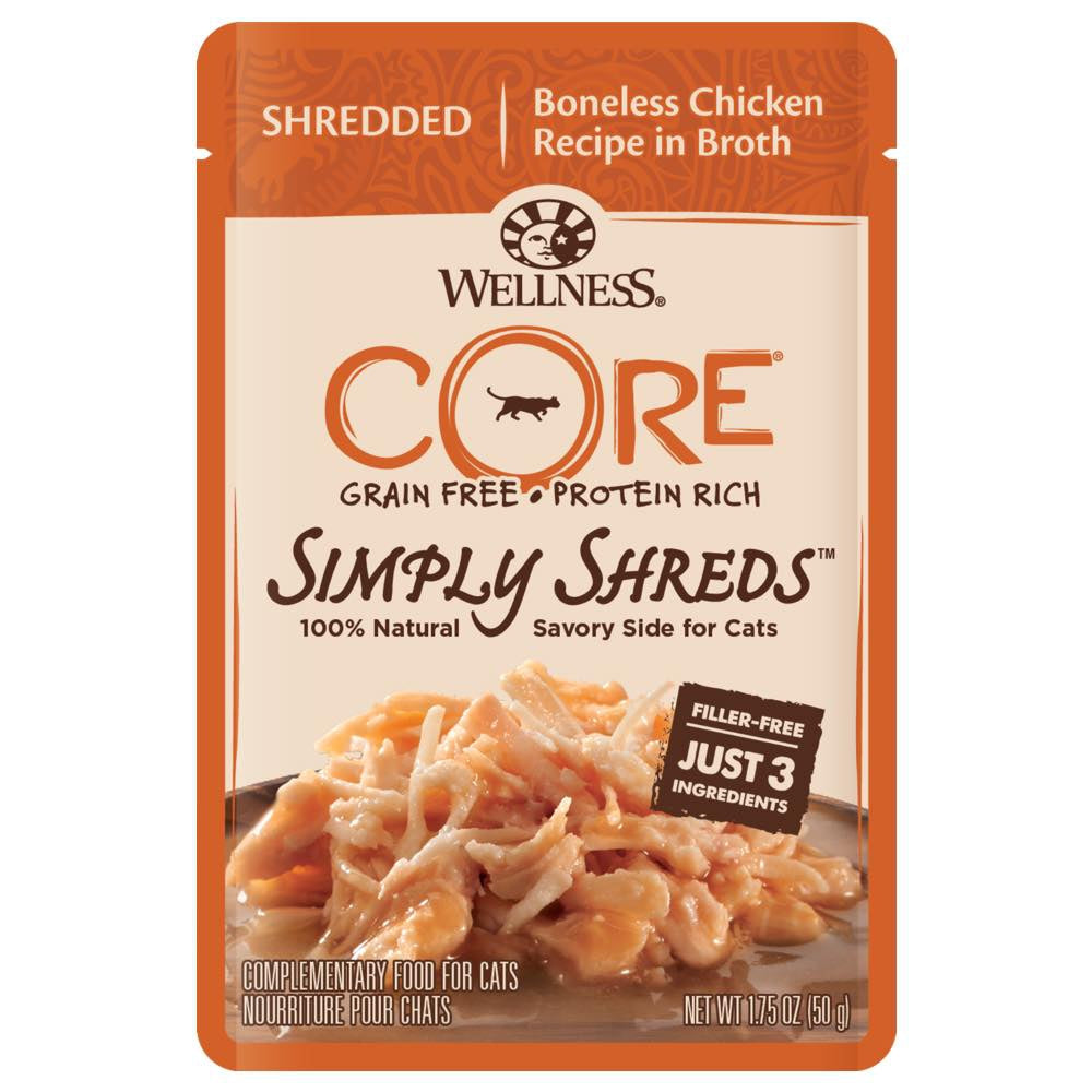 Wellness CORE Simply Shreds Boneless Chicken Pouch Cat Food 1.75oz - Kohepets