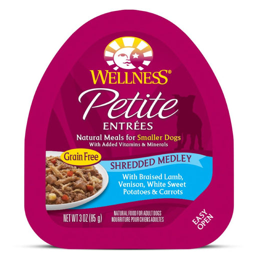 10% OFF: Wellness Petite Entrees Shredded Medley Braised Lamb, Venison Cup Tray Dog Food 85g - Kohepets