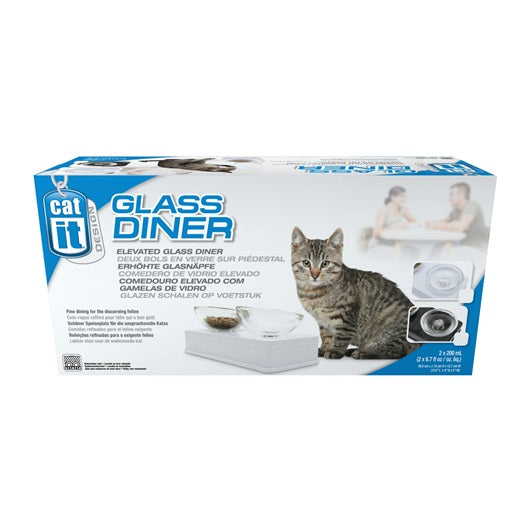 Catit Style Glass Diner - White - Kohepets