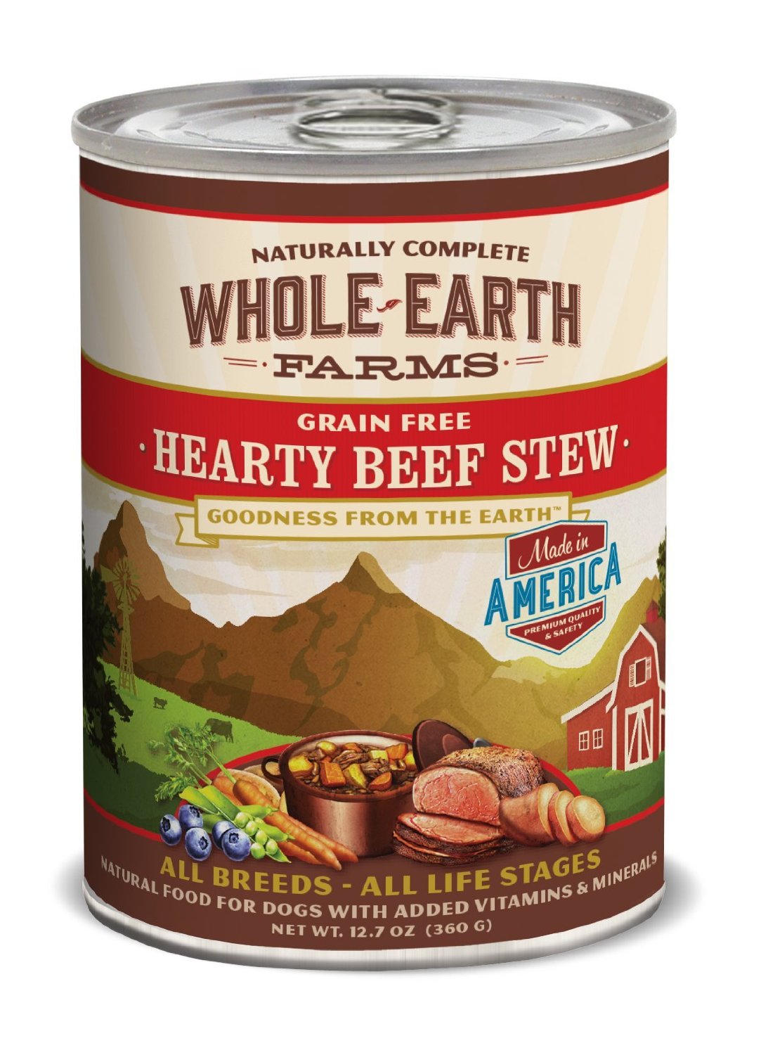 Whole Earth Farms Grain Free Hearty Beef Stew Canned Dog Food 360g - Kohepets