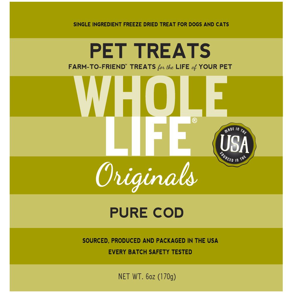 Whole Life Originals Freeze Dried Cod Cat & Dog Treats 6oz - Kohepets