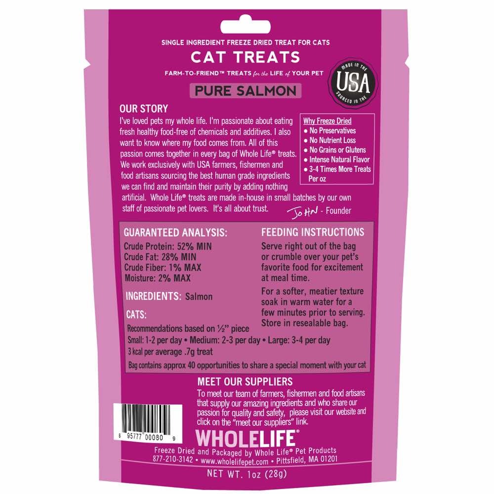 Whole Life Originals Freeze Dried Salmon Cat Treats 1oz - Kohepets