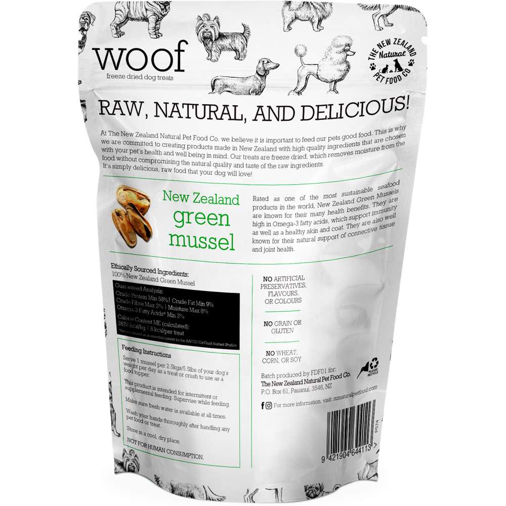 WOOF New Zealand Green Mussels Grain-Free Freeze-Dried Dog Treats 50g
