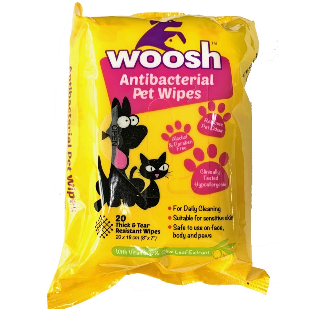 Woosh Antibacterial Pet Wipes Pack 20ct