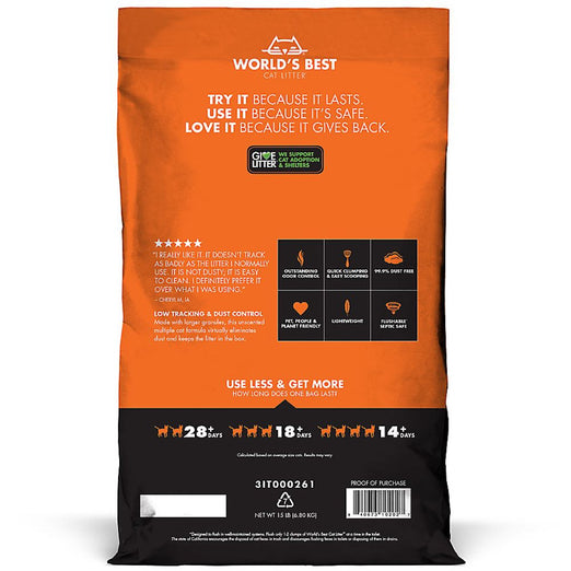 World's Best Cat Litter Low Tracking & Dust Control Clumping Corn