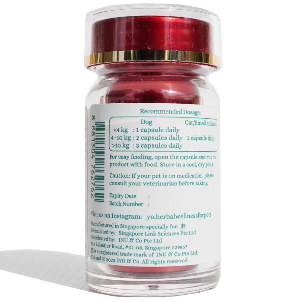 Yo Organic Mountain Ginseng Herbal Supplements For Cats & Dogs 30c (Exp Feb 2026)