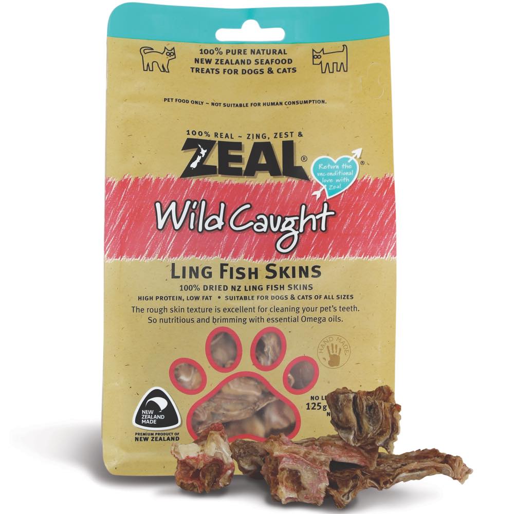 BUY 2 GET 1 FREE: Zeal Free Range Naturals Ling Fish Skins Cat & Dog Treats 125g - Kohepets