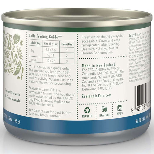 15% OFF: Zealandia Free Range Lamb Canned Dog Food 185g