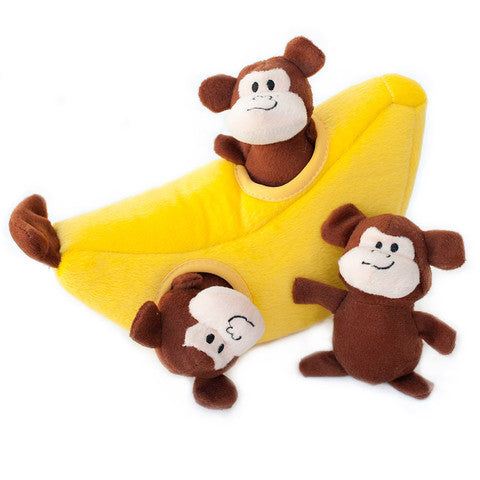 ZippyPaws Burrow Monkey 'n Banana Dog Toy - Kohepets