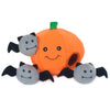 ZippyPaws Halloween Burrow Pumpkin With Bats Dog Toy - Kohepets