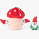 ZippyPaws Holiday Zippy Burrow Gnomes in Mushroom Dog Toy