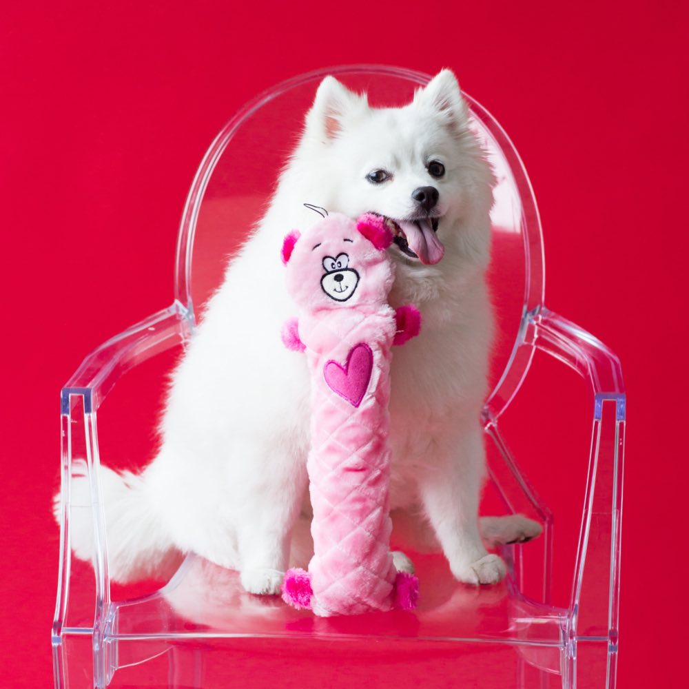 ZippyPaws Valentine's Jigglerz Pink Bear Dog Toy - Kohepets